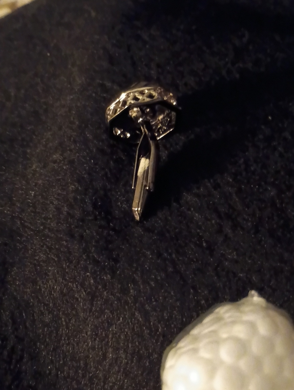 Silver-Tone Square Crystal Stud mens Cufflinks in Black and Silver - Picture 3 of 3